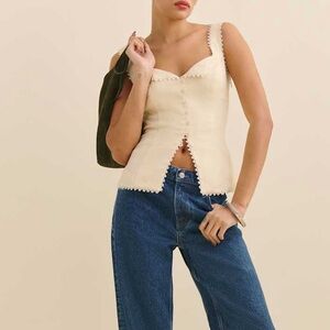 Reformation Viola Linen Top Sugar
